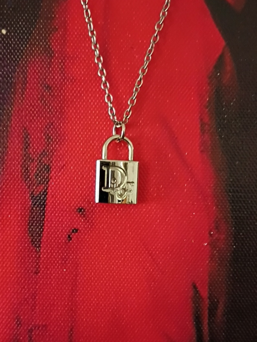 Dior Silver Toned Padlock Charm with Logo Detail
